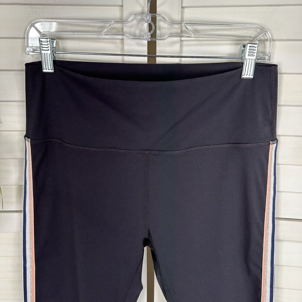 Zyia Active Pink Rainbow Luxe Ribbon Leggings Black 7/8 Size‎ 12 Glitter Stripe - Picture 3 of 10